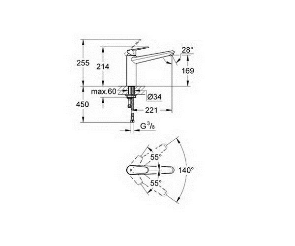 смеситель для кухни GROHE EURODISC COSMOPOLITAN